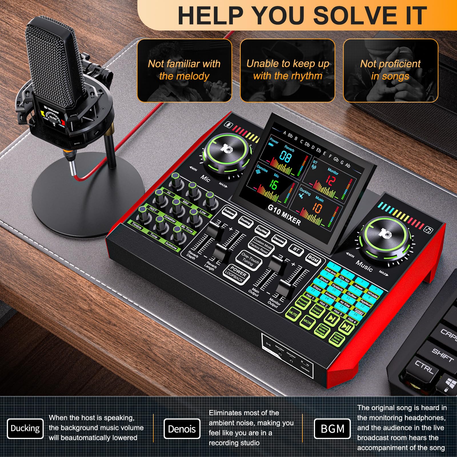 Amazon.com: tenlamp G10 Gaming Audio Mixer, Audio Interface with